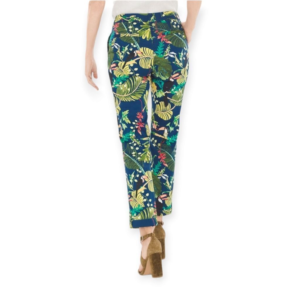 Chico's Tropical Leaf Printed Cropped Ankle Pants Women's‎ Size 0.5 Petite - Picture 3 of 14